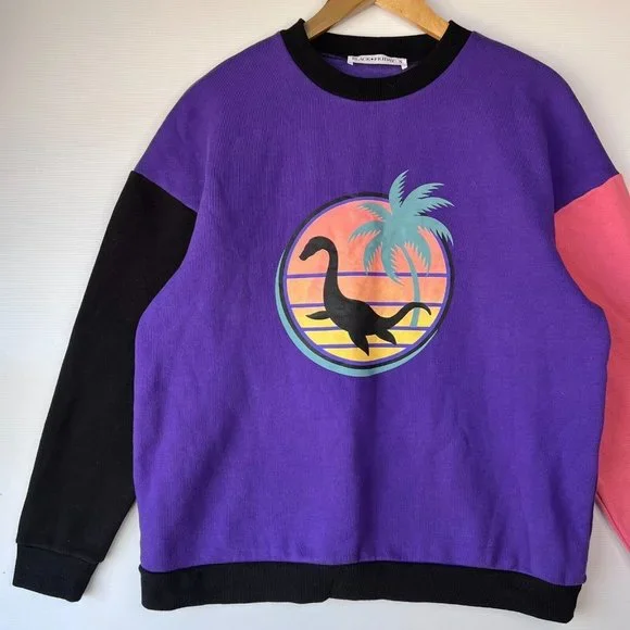 Dangerfield NWOT Black Friday Loch Ness Retro Palm Tree Jumper Sweater Size S - Picture 3 of 8